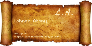Lohner Abony névjegykártya